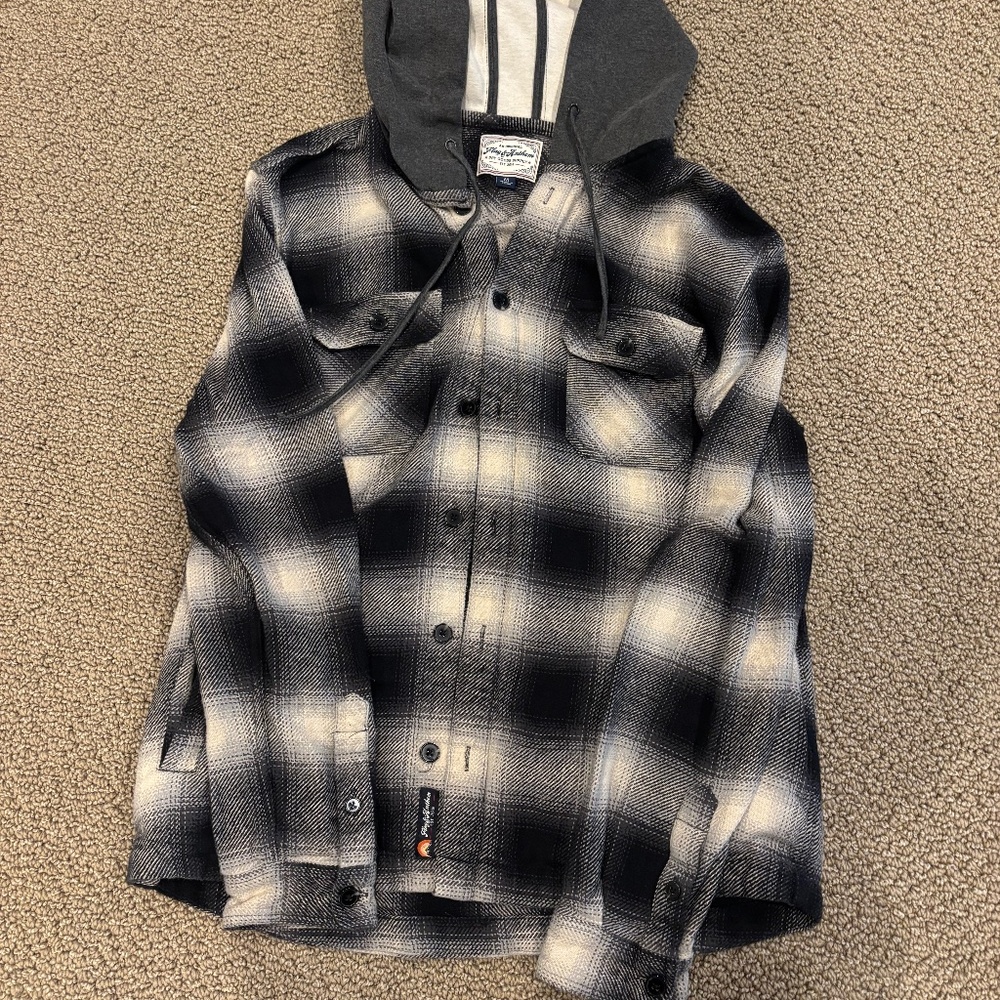 Flag and Anthem flannel hoodie